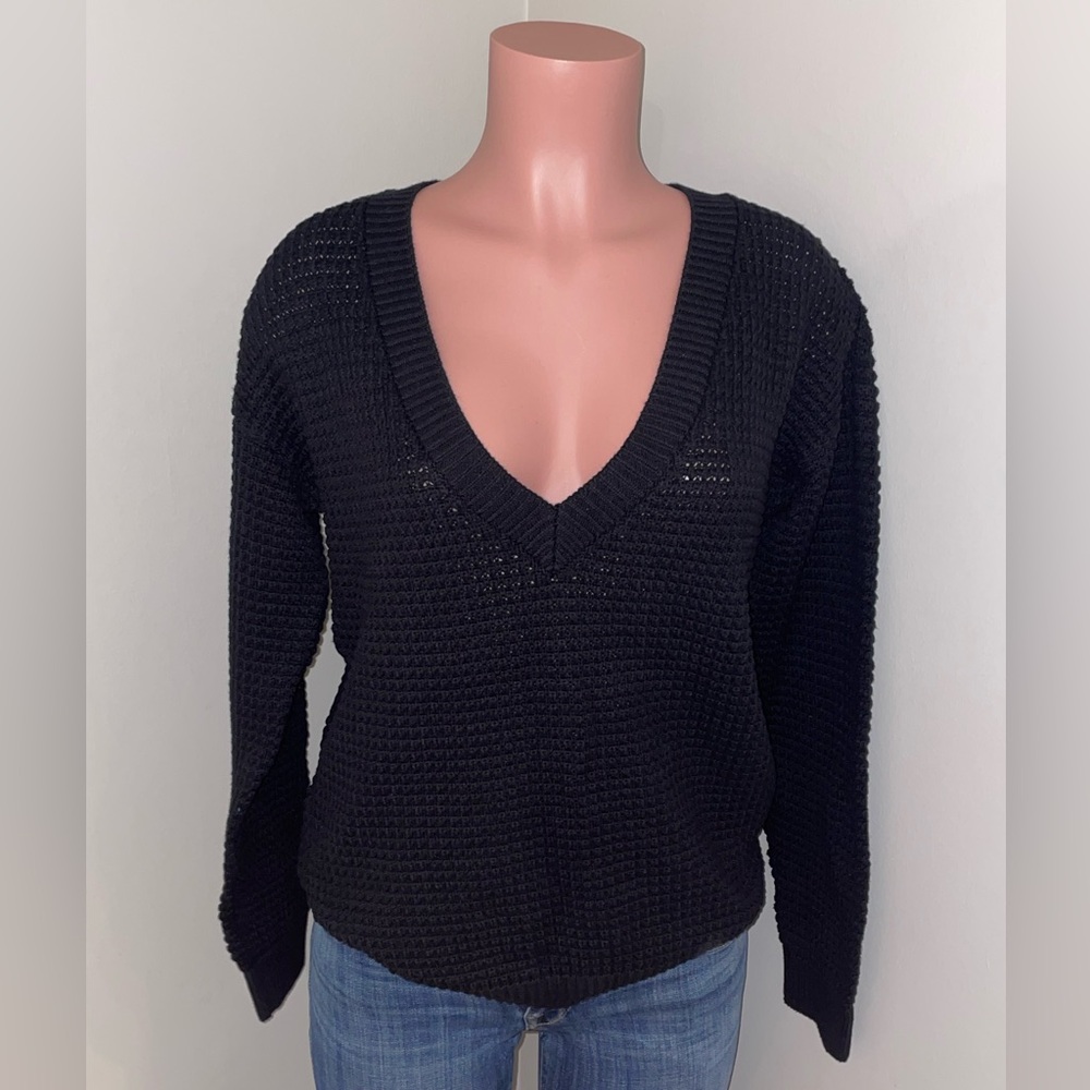 AG Adriano Goldschmied Black Cable Knit Sweater - Size Small